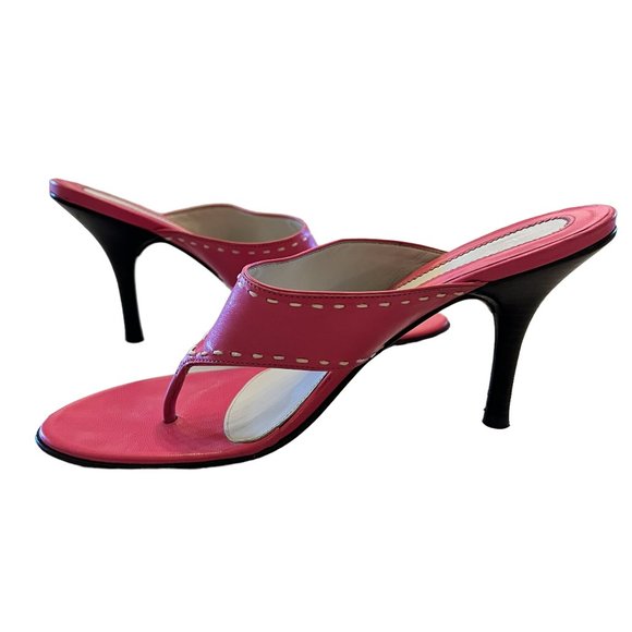 H Hilfiger Pink Leather Heels Size 6.5 - Picture 2 of 10